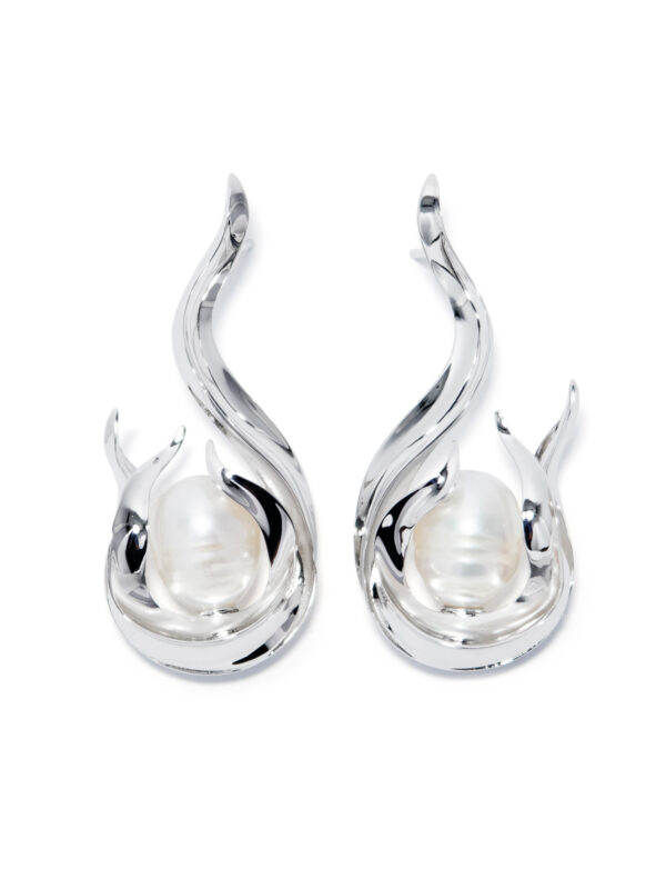 LUCID PEARL EARRINGS – RHODIUM