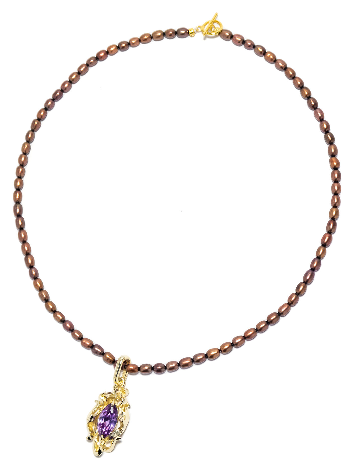 SCORCH PLUM GEM WITH CHOCOLATE PEARL NECKLACE - Image 6