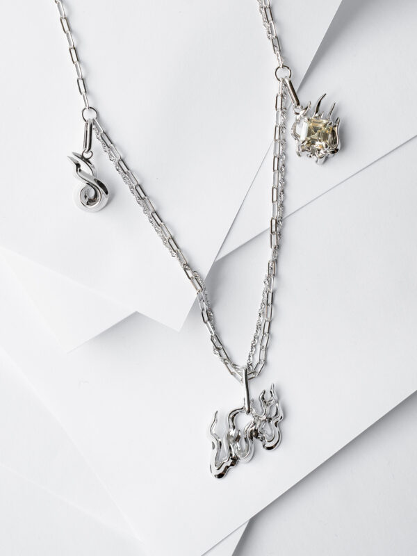 DUSK FIRE MIX-CHAIN NECKLACE - CITRINE - Image 4