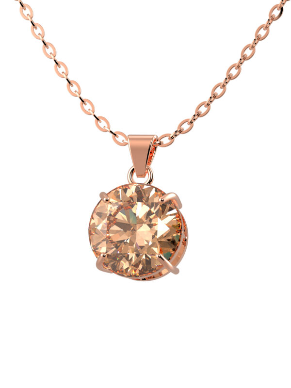 SOLITAIRE DIAMOND SILVER NECKLACE - CHAMPAGNE - Image 4