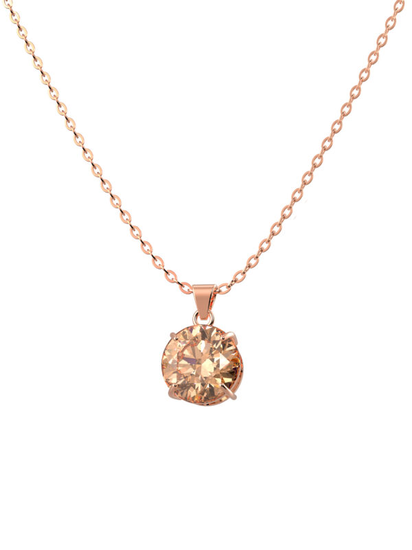 SOLITAIRE DIAMOND SILVER NECKLACE - CHAMPAGNE