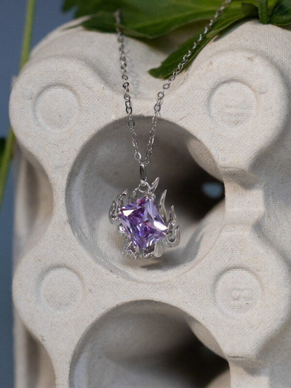 SIDPA LAVENDER GEM NECKLACE - RHODIUM VERMEIL - Image 4