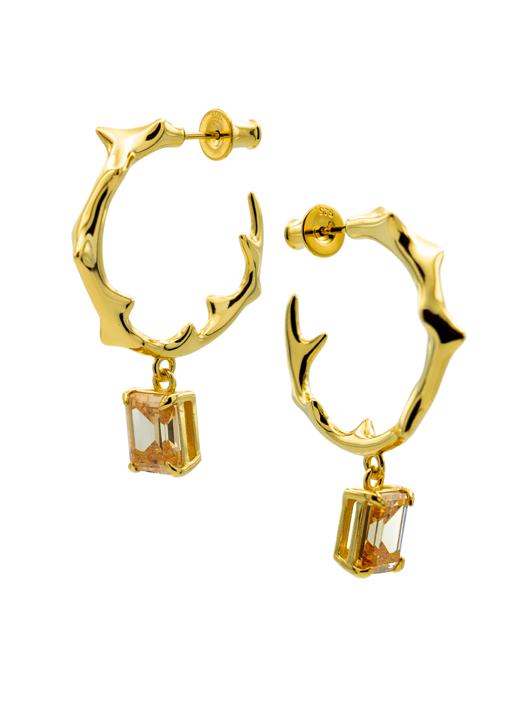 MILAM HOOP WITH CHAMPAGNE GEM - GOLD VERMEIL