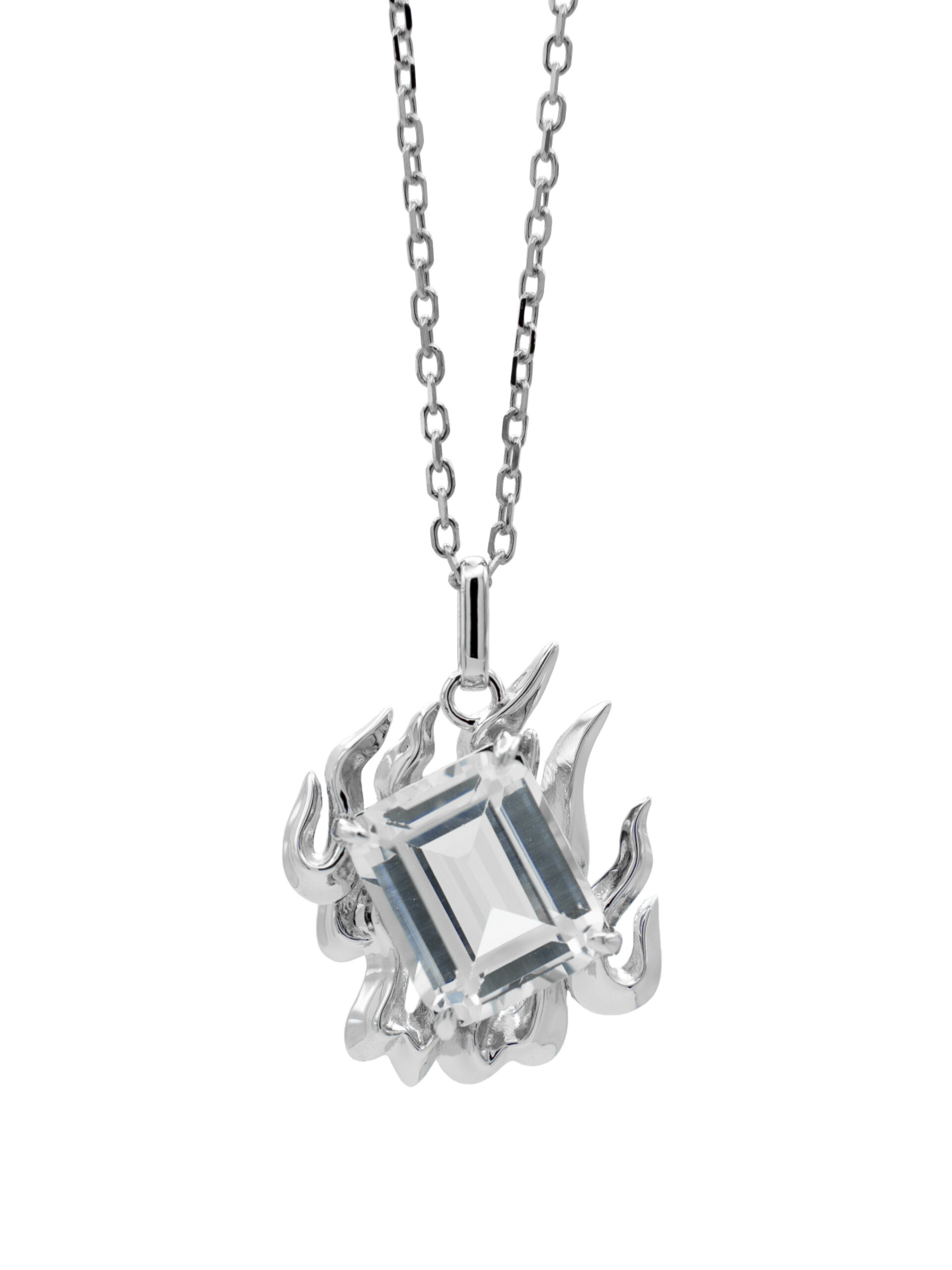 SIDPA CLEAR GEM NECKLACE - RHODIUM VERMEIL