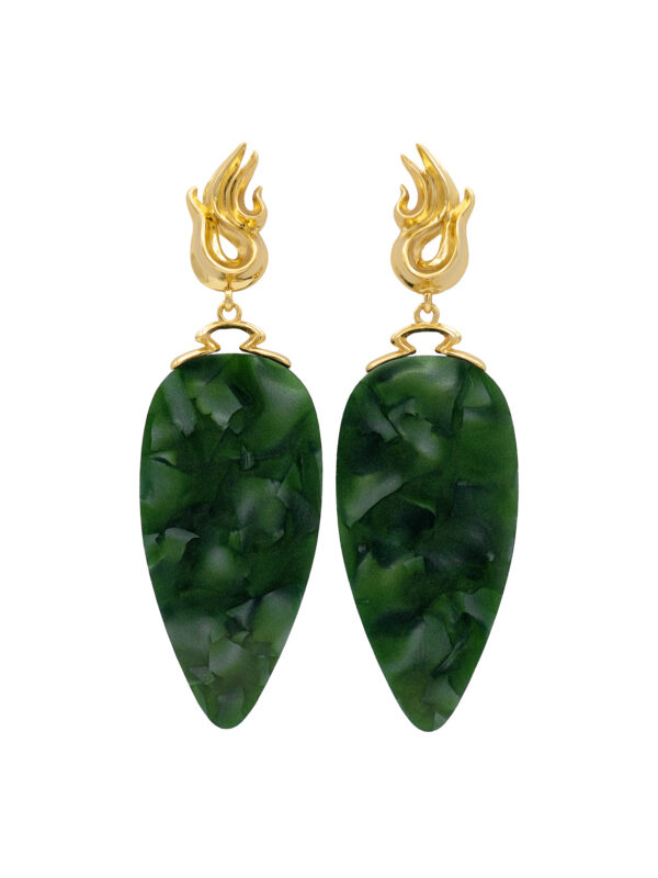 CHÖNYI EARRINGS - EMERALD PEARLY DROP - GOLD