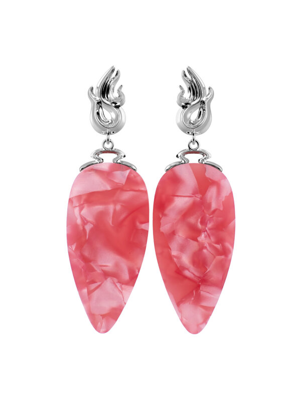CHÖNYI EARRINGS - CORAL PEARLY DROP - RHODIUM