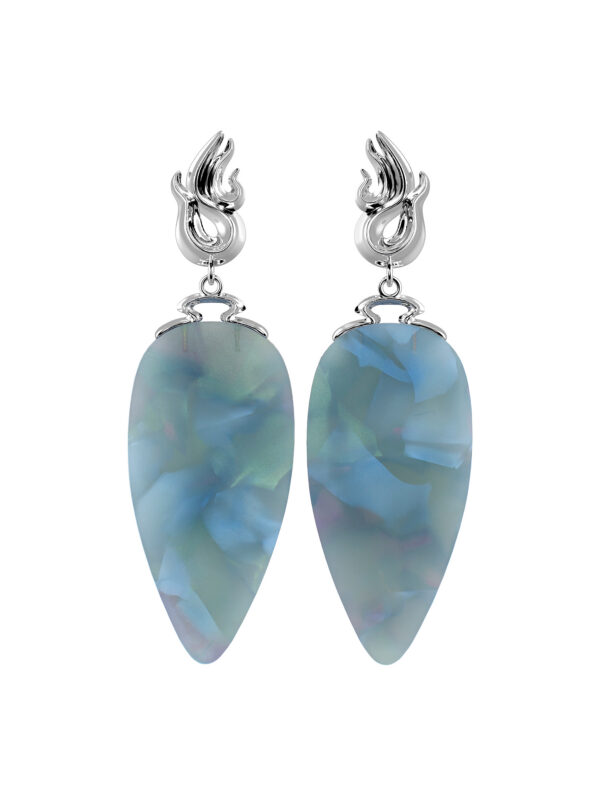 CHÖNYI EARRINGS - SEAFOAM BLUE DROP - RHODIUM