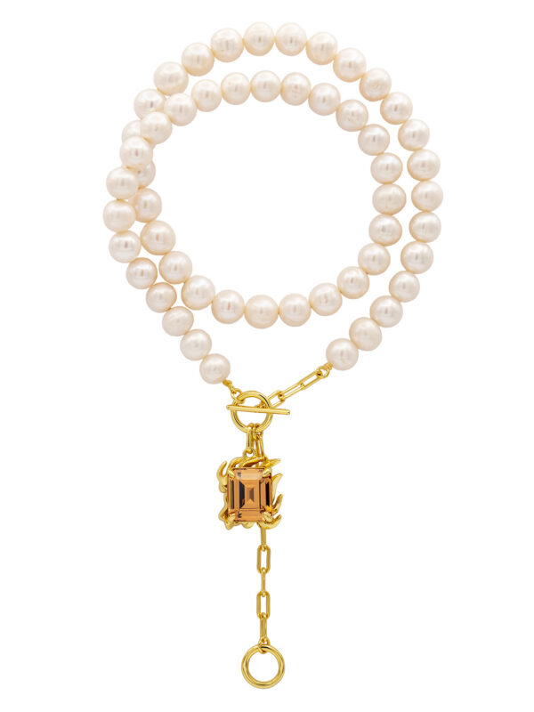 ĀLOKA PEARL NECKLACE WITH CHAMPAGNE GEM - GOLD