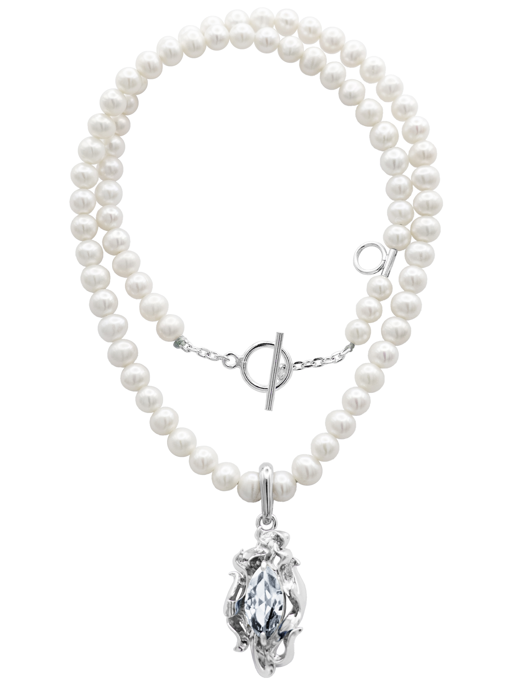 SCORCH WHITE GEM WITH BABY PEARL NECKLACE