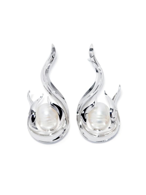 LUCID PEARL EARRINGS – RHODIUM