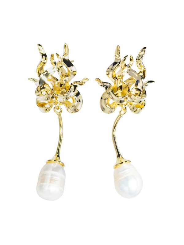LAMBENT PEARL DROP EARRINGS - GOLD